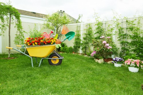 Person using a screen reader to read gardening service information on a tablet